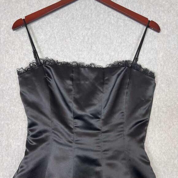 BCBGMaxazria Black A Line Lace Hem Midi Dress Size 4 - Picture 2 of 9